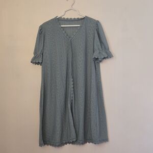 Women's V Neck Tunic Dress - Lace Stitching, Semi-Sheer